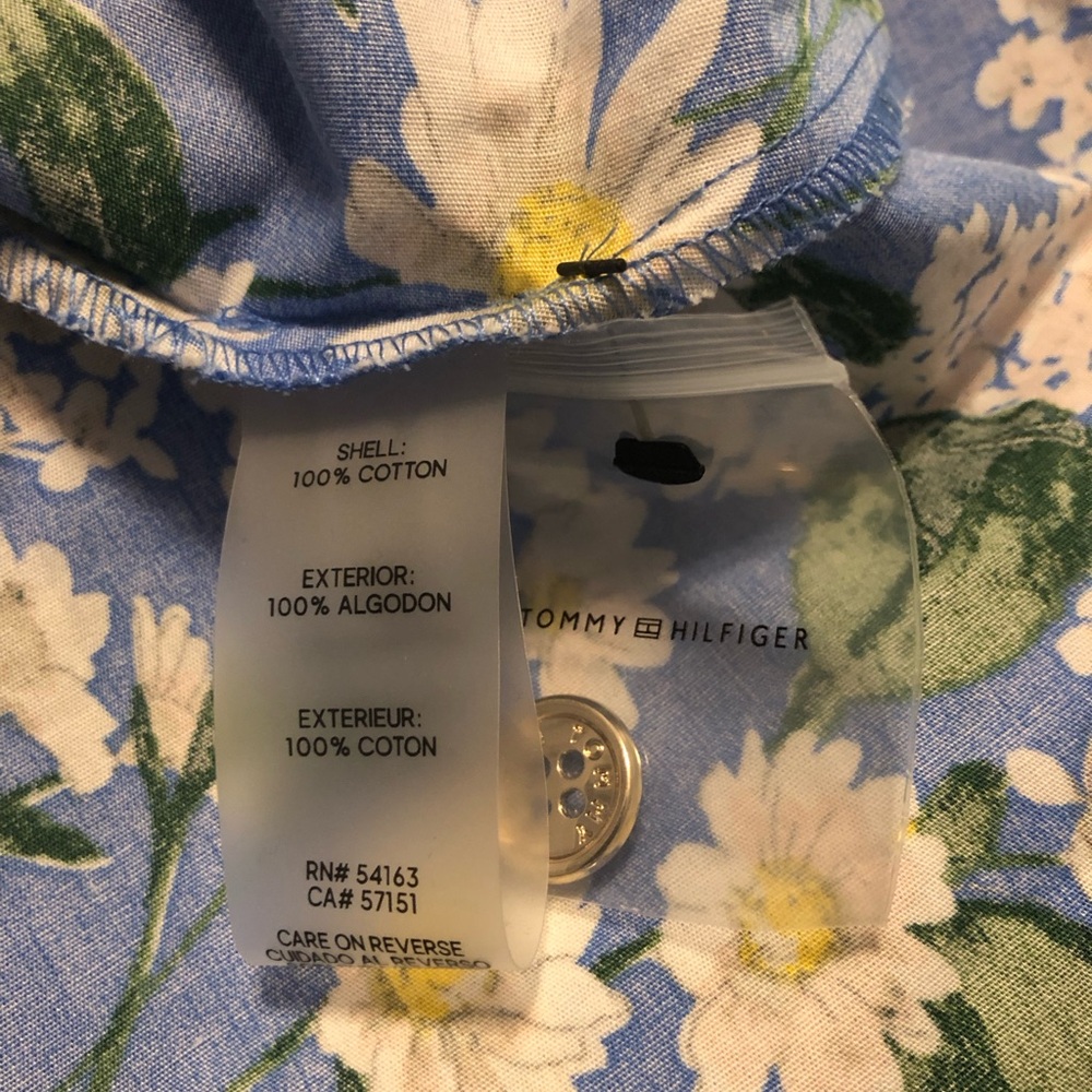 Tommy Hilfiger blue turquoise daisy print Cotton button down Shirtdress size 12 - Picture 10 of 10
